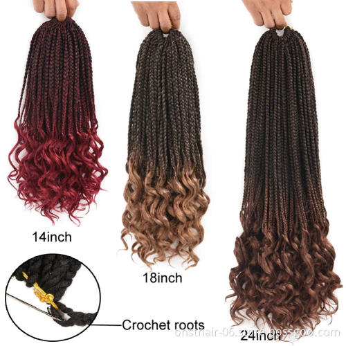 24Inch Long Culry Wavy Senegalese Twist Curly Ends Crochet Braiding Hair Extensions Synthetic Box Braids With Crochet Braid